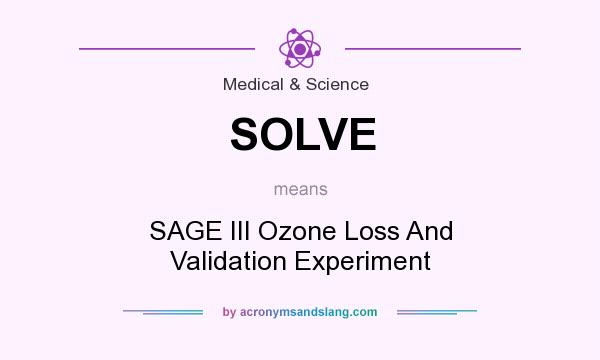 What does SOLVE mean? It stands for SAGE III Ozone Loss And Validation Experiment