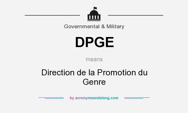 What does DPGE mean? It stands for Direction de la Promotion du Genre