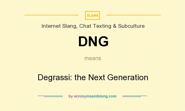 What does DNG mean? It stands for Degrassi: the Next Generation