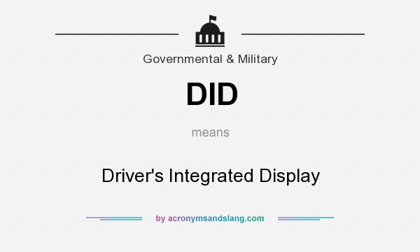 What does DID mean? It stands for Driver`s Integrated Display