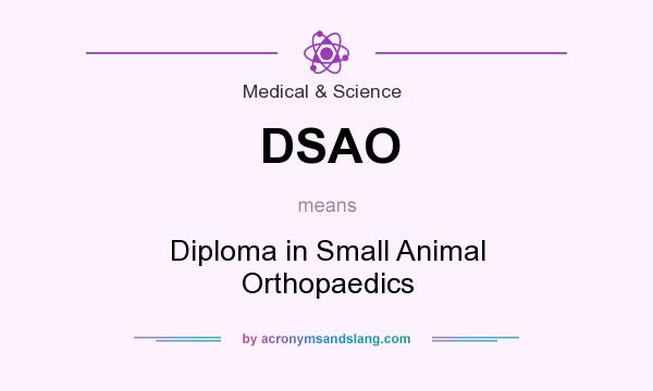 What does DSAO mean? It stands for Diploma in Small Animal Orthopaedics