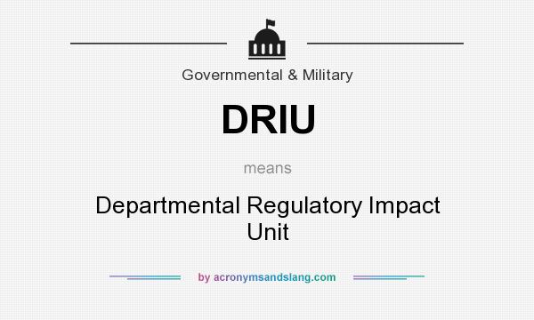 What does DRIU mean? It stands for Departmental Regulatory Impact Unit