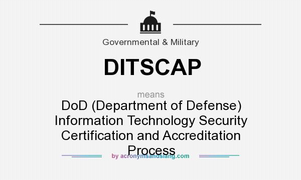 What does DITSCAP mean? It stands for DoD (Department of Defense) Information Technology Security Certification and Accreditation Process