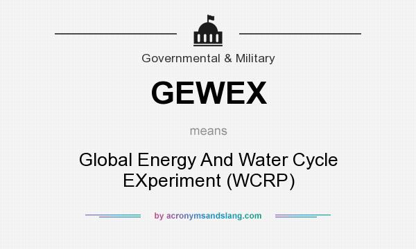 What does GEWEX mean? It stands for Global Energy And Water Cycle EXperiment (WCRP)