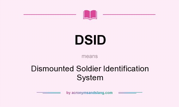 What does DSID mean? It stands for Dismounted Soldier Identification System