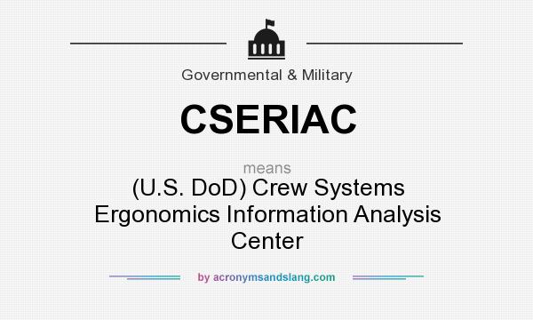 What does CSERIAC mean? It stands for (U.S. DoD) Crew Systems Ergonomics Information Analysis Center