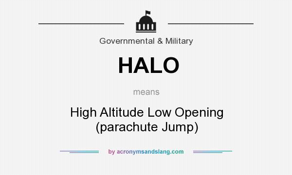 What does HALO mean? It stands for High Altitude Low Opening (parachute Jump)