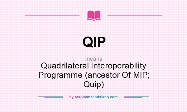 What does QIP mean? It stands for Quadrilateral Interoperability Programme (ancestor Of MIP; Quip)