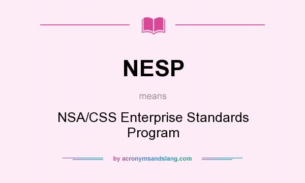 What does NESP mean? It stands for NSA/CSS Enterprise Standards Program