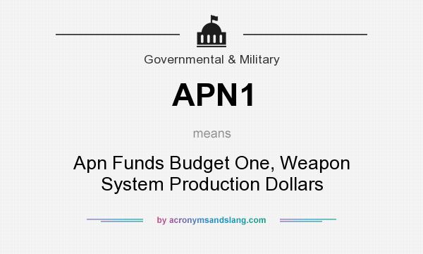 What does APN1 mean? It stands for Apn Funds Budget One, Weapon System Production Dollars