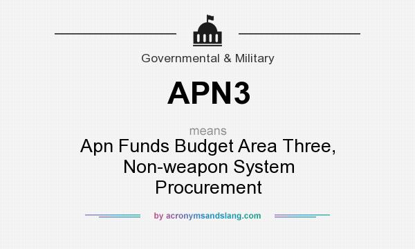 What does APN3 mean? It stands for Apn Funds Budget Area Three, Non-weapon System Procurement