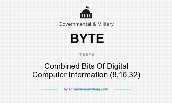 What does BYTE mean? It stands for Combined Bits Of Digital Computer Information (8,16,32)