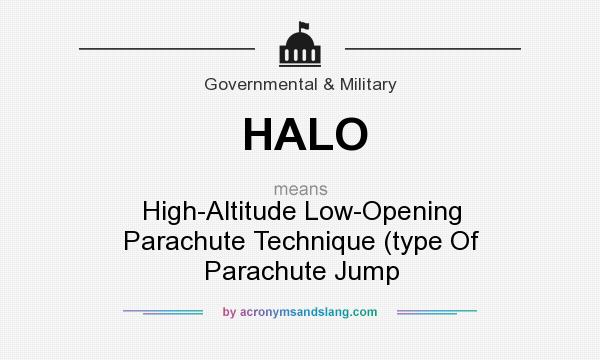 What does HALO mean? It stands for High-Altitude Low-Opening Parachute Technique (type Of Parachute Jump