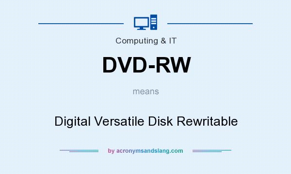 What does DVD-RW mean? It stands for Digital Versatile Disk Rewritable