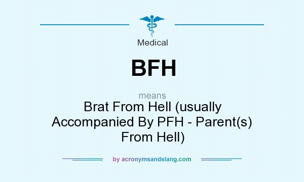 What does BFH mean? It stands for Brat From Hell (usually Accompanied By PFH - Parent(s) From Hell)