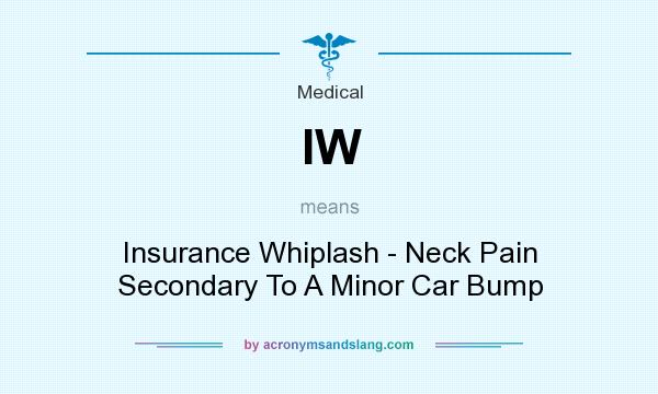 What does IW mean? It stands for Insurance Whiplash - Neck Pain Secondary To A Minor Car Bump