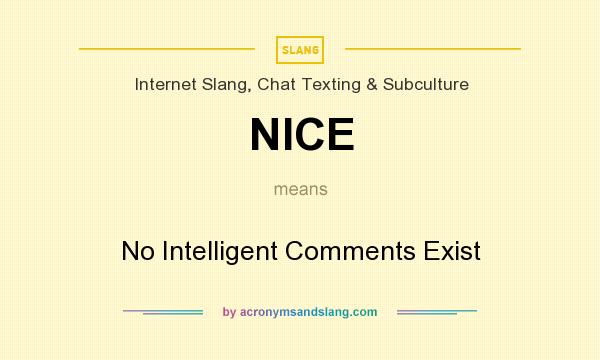 What does NICE mean? It stands for No Intelligent Comments Exist