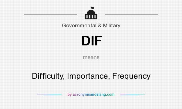What does DIF mean? It stands for Difficulty, Importance, Frequency