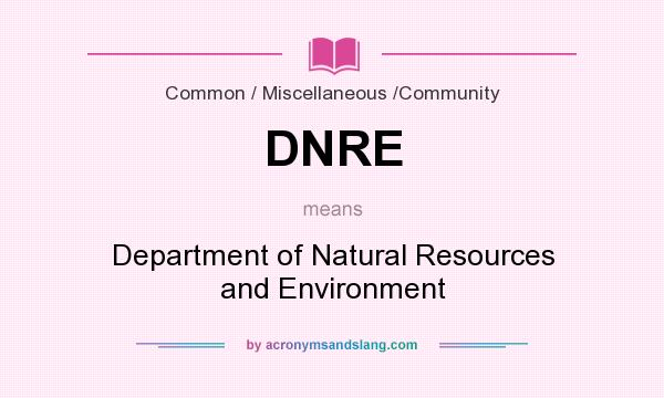 What does DNRE mean? It stands for Department of Natural Resources and Environment