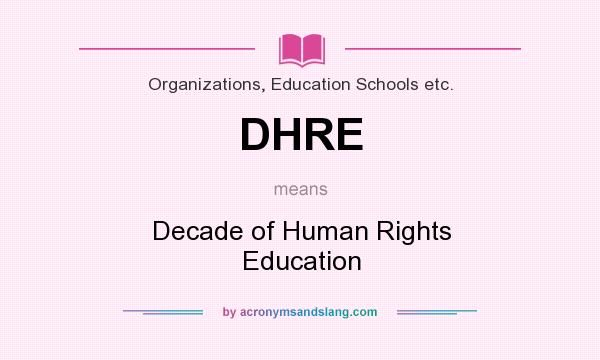 What does DHRE mean? It stands for Decade of Human Rights Education