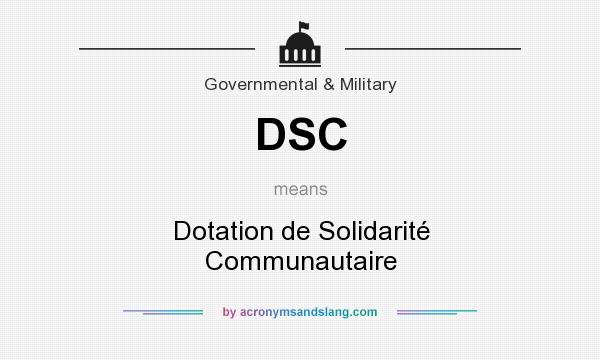 What does DSC mean? It stands for Dotation de Solidarité Communautaire