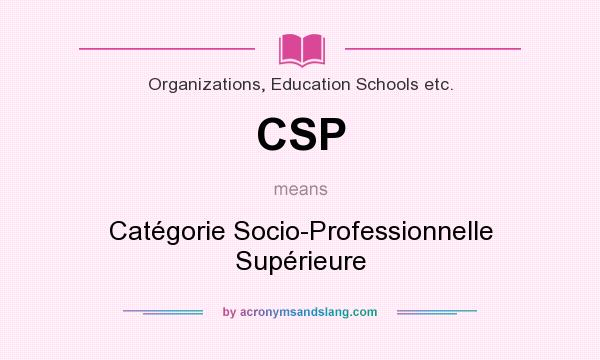 What does CSP mean? It stands for Catégorie Socio-Professionnelle Supérieure