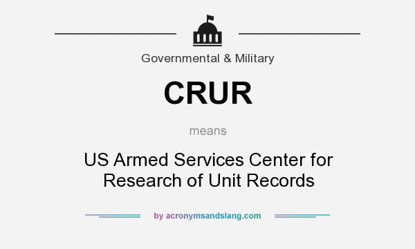 What does CRUR mean? It stands for US Armed Services Center for Research of Unit Records