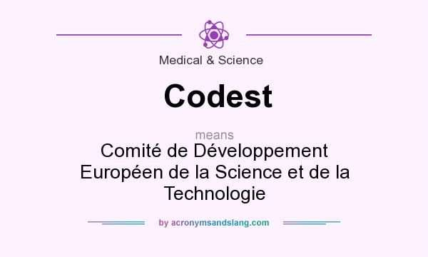 What does Codest mean? It stands for Comité de Développement Européen de la Science et de la Technologie