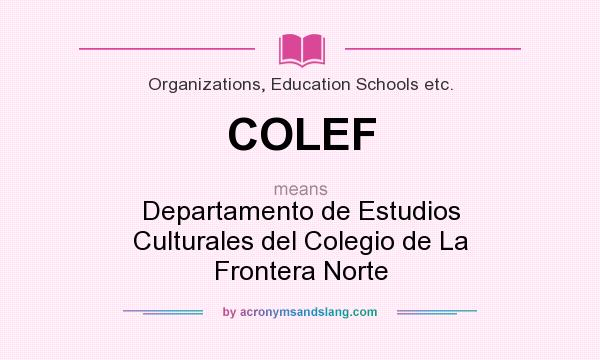 What does COLEF mean? It stands for Departamento de Estudios Culturales del Colegio de La Frontera Norte