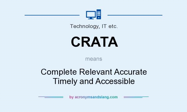 What does CRATA mean? It stands for Complete Relevant Accurate Timely and Accessible