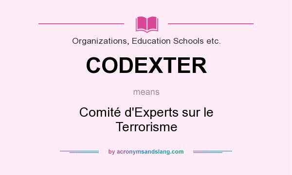 What does CODEXTER mean? It stands for Comité d`Experts sur le Terrorisme