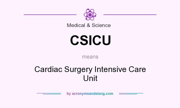 What does CSICU mean? It stands for Cardiac Surgery Intensive Care Unit