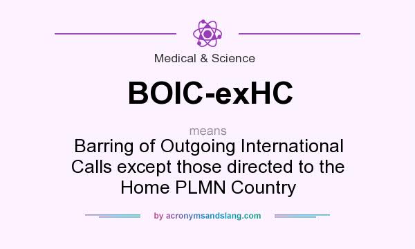 What does BOIC-exHC mean? It stands for Barring of Outgoing International Calls except those directed to the Home PLMN Country