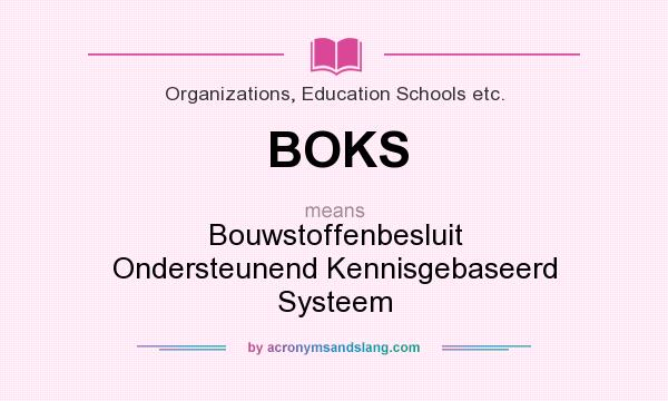 What does BOKS mean? It stands for Bouwstoffenbesluit Ondersteunend Kennisgebaseerd Systeem