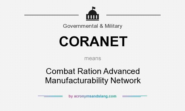 What does CORANET mean? It stands for Combat Ration Advanced Manufacturability Network