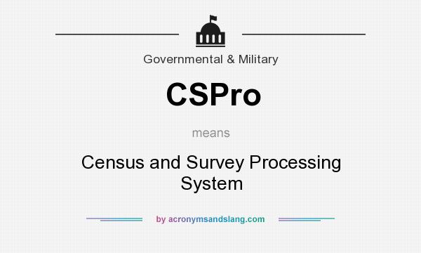 What does CSPro mean? It stands for Census and Survey Processing System