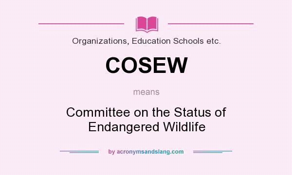 What does COSEW mean? It stands for Committee on the Status of Endangered Wildlife