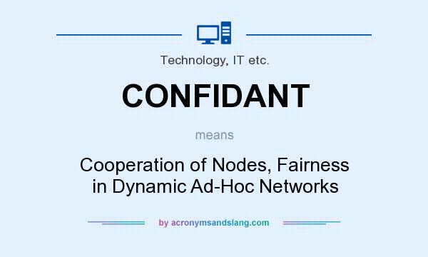What does CONFIDANT mean? It stands for Cooperation of Nodes, Fairness in Dynamic Ad-Hoc Networks