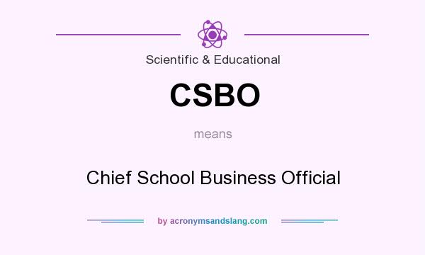 What does CSBO mean? It stands for Chief School Business Official