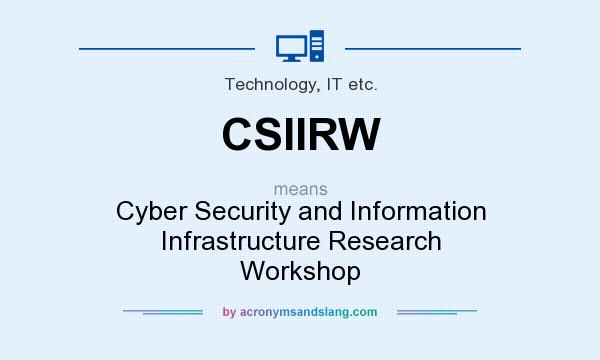 What does CSIIRW mean? It stands for Cyber Security and Information Infrastructure Research Workshop