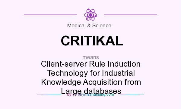 What does CRITIKAL mean? It stands for Client-server Rule Induction Technology for Industrial Knowledge Acquisition from Large databases