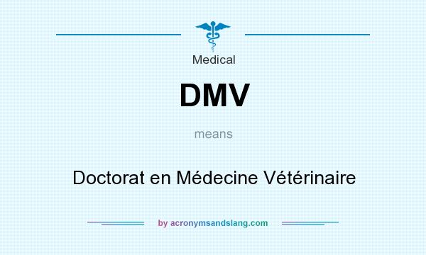 What does DMV mean? It stands for Doctorat en Médecine Vétérinaire