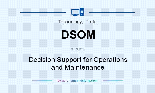 What does DSOM mean? It stands for Decision Support for Operations and Maintenance