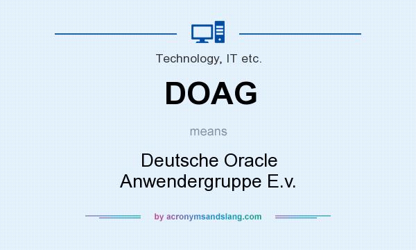What does DOAG mean? It stands for Deutsche Oracle Anwendergruppe E.v.
