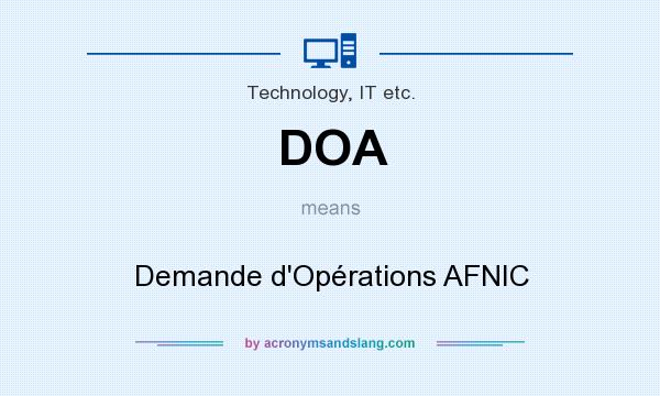 What does DOA mean? It stands for Demande d`Opérations AFNIC