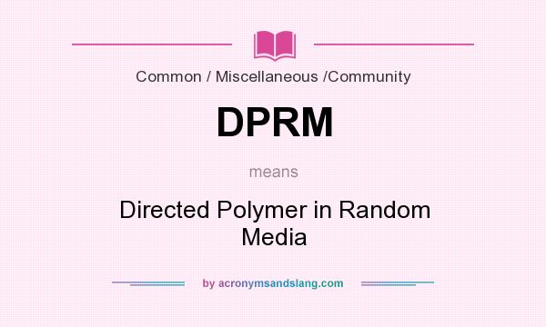 What does DPRM mean? It stands for Directed Polymer in Random Media