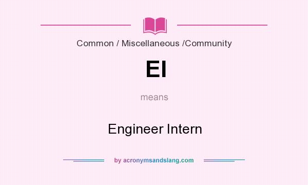 What does EI mean? It stands for Engineer Intern