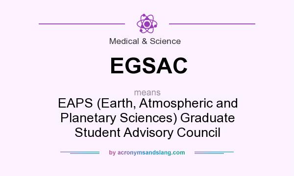 What does EGSAC mean? It stands for EAPS (Earth, Atmospheric and Planetary Sciences) Graduate Student Advisory Council