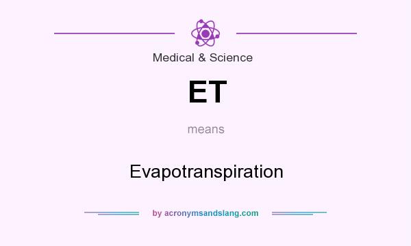 What does ET mean? It stands for Evapotranspiration