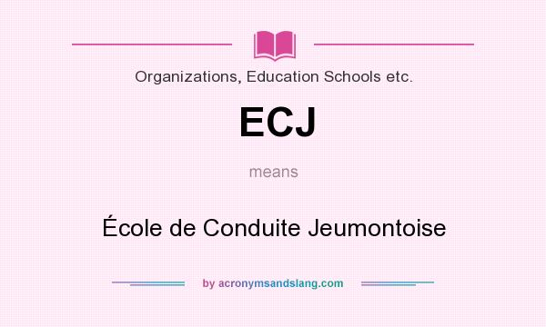 What does ECJ mean? It stands for École de Conduite Jeumontoise